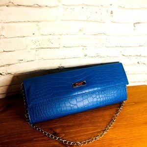 CHI Blue Clutch Purse with Cain strap
